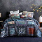 Secgo Twin Size Quilt Size - 100% Cotton Comforter Set Bedding Sets (68 * 86 Inch) with 2 Pillow Shams, Patchwork Reversible Lightweight Bedspread