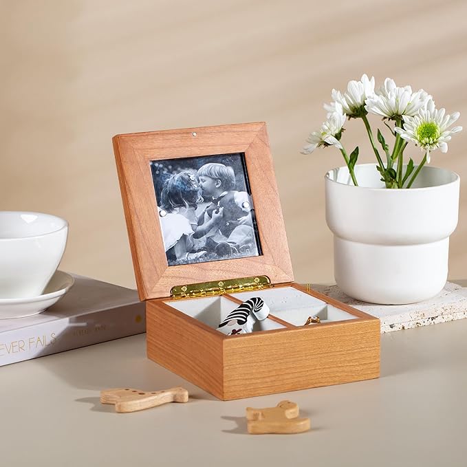 Custom Photo Frame Music Box with Christmas Figurine Miniature Decor You Are My Sunshine Picture Frame Wind Up Jewelry Music Box Sunflower Mom Daughter Kids Musical Baptism Birthday Gifts