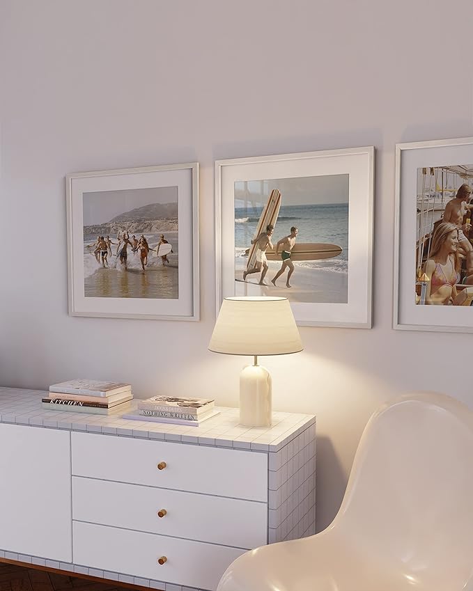 HAUS AND HUES Solid Oak Wood 20”x20” Picture Frames Matted to 16”x16” Set of 3-3 Piece White Square Frames, 20x20 White Picture Frames for Wall, White Frames 20 x 20, Gallery Wall Frame Set