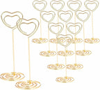 12pcs Table Number Holders Metal, 3.35 inch Place Card Stands for Wedding Centerpieces, Birthday Party - Table Card & Photo Picture Holders (Gold-Heart Shaped)