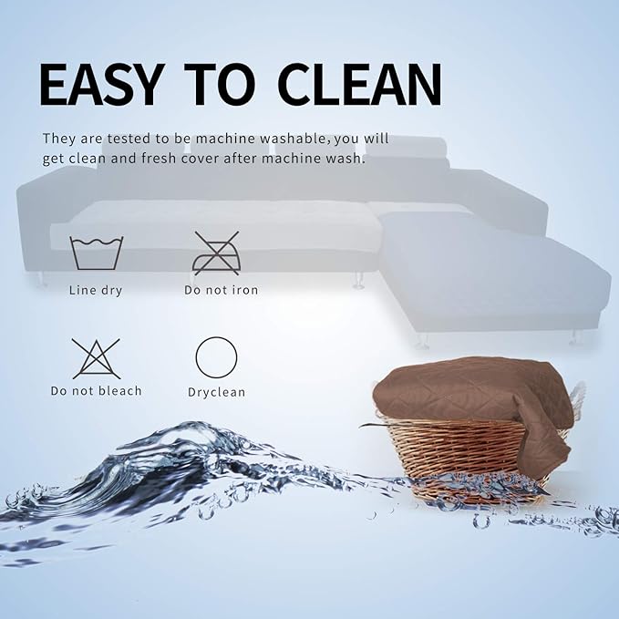 Easy-Going Sectional Couch Covers for Dogs L Shape Sofa Cover Reversible Sofa Slipcover Chaise Lounge Cover Furniture Protector Cover for Pets Dog Cat (42 x 68 inches, Brown/Brown)