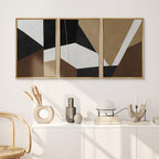 SIGNWIN Framed Canvas Print Wall Art Bold Geometric Shapes Modern Black, White, and Brown Abstract Photography Modern Art Minimalist for Living Room, Bedroom, Office - 16"x24"x3 Natural