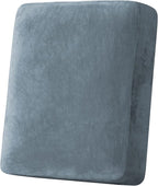 H.VERSAILTEX Velvet Stretch Couch Cushion Cover Plush Cushion Slipcover for Chair Cushion Furniture Protector Seat Cushion Sofa Cover (1 Piece Armchair Cushion Covers, Stone Blue)
