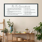 LuZhiQiang The Ten Bible Verse Wall Decor 40"×15" God Jesus Prayer for Christian Saying Catholic Scripture Sign Large Wood Framed Wall Hanging Art (Black)