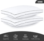 Utopia Bedding Bed Pillows for Sleeping King Size (Navy/White), Set of 2, Cooling Hotel Quality, Gusseted Pillow for Back, Stomach or Side Sleepers