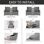 Easy-Going 2-Piece Recliner Console Cover for Reclining Loveseat Covers Stretch Jacquard Middle Console Cover for Recliner Couch and Sofa Light Gray
