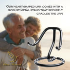 Olivia Memorials Roses Keepsake - Crimson Heart Shaped Urn with Stand - Mini Cremation Urn with Crimson Roses