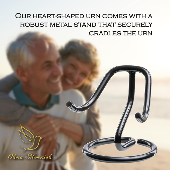 Olivia Memorials Heart Urn for Ashes - Men & Women | White Hummingbird Urn for Mom, Mother & Baby