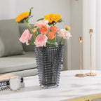 MCMCNCUIU Crystal Glass Vase, Large Crystal Vases for Flowers, Large Flower Vase, Black Modern Vases for Living Room, Bedroom, Kitchen, Dining Table, Mantle, Wedding, 11 Inches