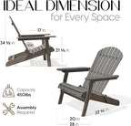 Idzo Outdoor Adirondack Chair Set of 2, Pre-Assembled Backrest, Patio Furniture Set, Outdoor Furniture for Garden, Porch, Deck, Firepit