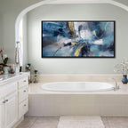 DUNHUANG ART Nordic Luxury Abstract Gold Canvas Wall Art - Modern Graffiti Design for Living Room, Bedroom, Office - Framed, Ready to Hang 24"x48"