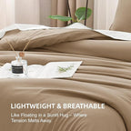 Litanika Comforters Taupe Oversized King Size, 3 Pieces Lightweight Solid Bedding Set & Collections, All Season Fluffy Bed Set (120x98In Comforter & 2 Pillowcases)