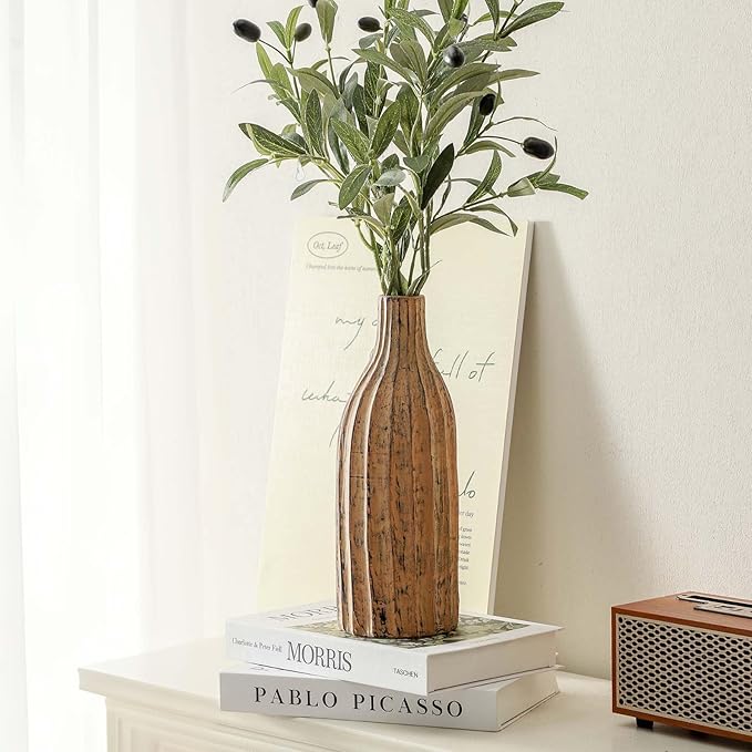 Natural Branch Design Ceramic Vase:Decorative Flower Vase for Modern Home Decor,Handmade Pottery Vase for Home Decor, Living Room,Kitchen,Office,Bedroom,CenterpieceTable Decorations-11inch Brown Color