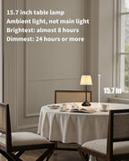 KDG Cordless LED Table Lamp, Portables Fabric Shade Desk Lamps, 4000mAh Rechargeable Battery Powered Lighting, Dimmable Light for Dining Room, Bedroom, Bedside, Night Light, Balcony (Black)