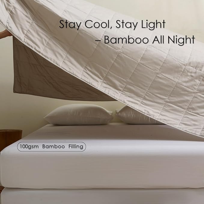 EP Mode Lightweight Quilt Blanket for Summer, Viscose from Bamboo Fabric & Filling, Natural, Breathable & Machine Washable- Sandshell, King