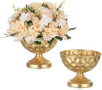 Sziqiqi Gold Metal Vases for Wedding Centrepiece: 6.1in 2Pcs Hammered Urn Vase Bowl Compote Vase for Flower Decorations