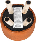 Asense Small Round Ottoman Foot Rest Stool Fabric Padded Seat Footstool Ottoman with Wooden Legs (Dark Orange,Fabric)