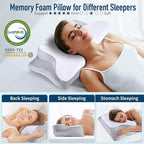 Memory Foam Pillows Cervical Neck Pillow for Neck Pain Relief, Contour Cooling Bed Pillow for Sleeping, Odorless Ergonomic Orthopedic Neck Support Pillows for Side Back Stomach Sleeper with Pillowcase