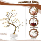 Mudder Money Holder Tree Present Card Holder with 12 Clear Clips LED Birch Twig Lights Tabletop Display Tree for Christmas, Valentines, Memo, Photo, Wedding(Cute Style,Gold, Warm White)