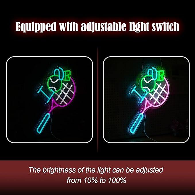 I Love Tennis Neon Sign Distinctive Tennis Led Neon Light for Wall Decor Dimmable USB Tennis Neon Signs Light Up Sign for Gymnasium Club Sports Store Bedroom Gifts(12.6 * 16.5In)