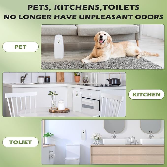 2PCS Automatic Air Freshener Spray Dispenser - Commercial and Home Use - Multiple Time Scent/Mist Release Settings for Room/Restroom Sprayer,Air Freshener not Included,White