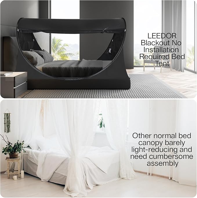 LEEDOR Bed Tent Dream Tents Bed Canopy Shelter Cabin Indoor Privacy Warm Breathable Pop Up Twin/Full/Queen for Kids and Adult Patent Pending(Mattress Not Included)
