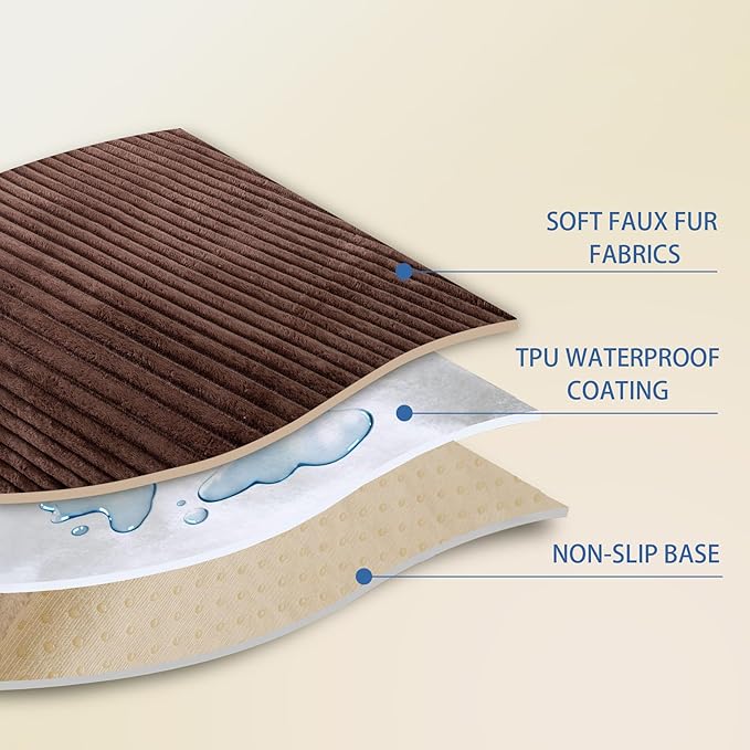 HAOMAIJIA Waterproof Couch Cover for Dogs Washable,Faux Fur Pet Couch Covers for Sofa,Soft Dog Bed Cover Non-Slip Couch Covers for 3 Cushion Couch Sofa Pet Friendly (Brown, 35" x 82" 1 Pack)