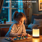 Auxmir LED Night Light Bedside Lamp Touch and Remote Control Dimmable Tabletop 13 Colors Changing 5 Brightness Adjustable Rechargeable Portable Lamp for Baby Kids Bedroom Living Room Outdoor Camping
