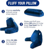 ComfortSpa Reading Pillow for Bed Adult Size, Back Rest Pillow with Arms, Pockets and Washable Cover; Use as a Back Pillow for Sitting in Bed for Bedrest or Relief from GERD Heartburn (XL Navy Blue)