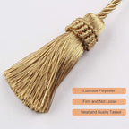 Fenghuangwu Curtain Tiebacks Handmade Decorative Curtain Holdbacks Rope with Tassel (Gold, 6P)