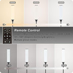 Floor Lamp with Remote Control, Floor Lamps for Living Room/Bedroom/Office, Stepless Adjustable 3000K-6000K Colors and 10-100% Brightness,Standing Light with Foot Switch (Black+Beige Linen)