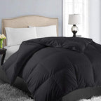 EASELAND Oversized King Down Alternative Comforter - Quilted Duvet Insert for All Seasons, Soft Lightweight with Corner Tabs, Summer Winter Warm Bedding, Black 98x116 Inches