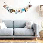 2 Pack Chain Photo Clip Hanging Photo Display Wall Photo Display Metal Photo String with 12 Clips Wall-Mounted Picture Holder for Hanging Painting Family Photos Artworks (Gold Color)