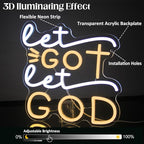 Let Go Let God Neon Sign Warm White Cross Neon Light Dimmable Letters LED Signs for Wall Jesus Neon Lights Signs for Bedroom Church Man Cave Bar Decor Christian Hymn USB Powered