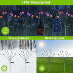 VOTTGO Halloween Solar Lights Outdoor, 8 Pack 48LED Scary Solar Eyeball Pathway Lights, 2 Modes Waterproof Swaying Solar Firefly Lights for Garden Yard Pathway Halloween Decorations, Purple + Orange