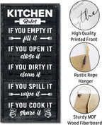 Hanging Kitchen Rules Wood Decor Sign, Rustic Kitchen Wooden Signs, Printed Wood Wall Art Sign, Kitchen Door Rules Rustic Sign, Hanging Wood Sign Kitchen Decor, Funny Farmhouse Kitchen Wall Décor A1