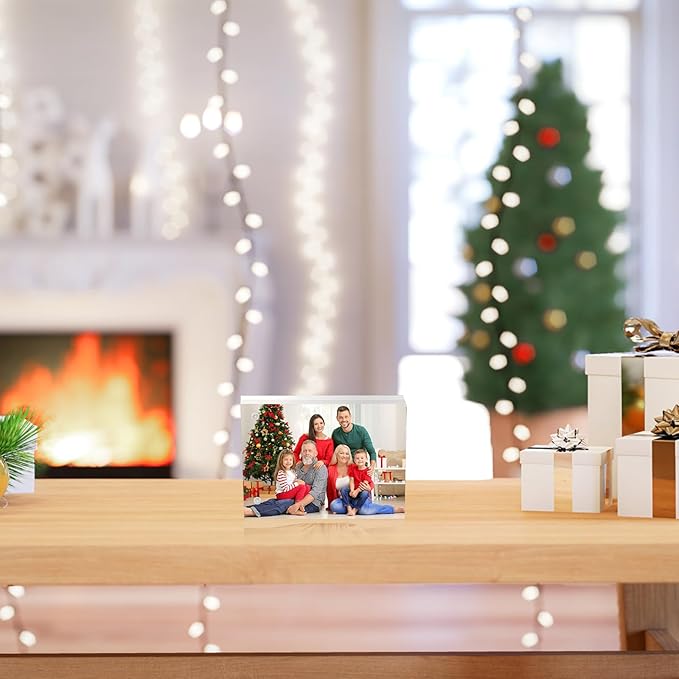 10 Pack Mini Acrylic Picture Frames 2.5 x 3.5 Inch Clear Acrylic Business Card Frame Double Sided Magnetic Photo Block Frames Wallet Size Desktop Display Stand for Office Home