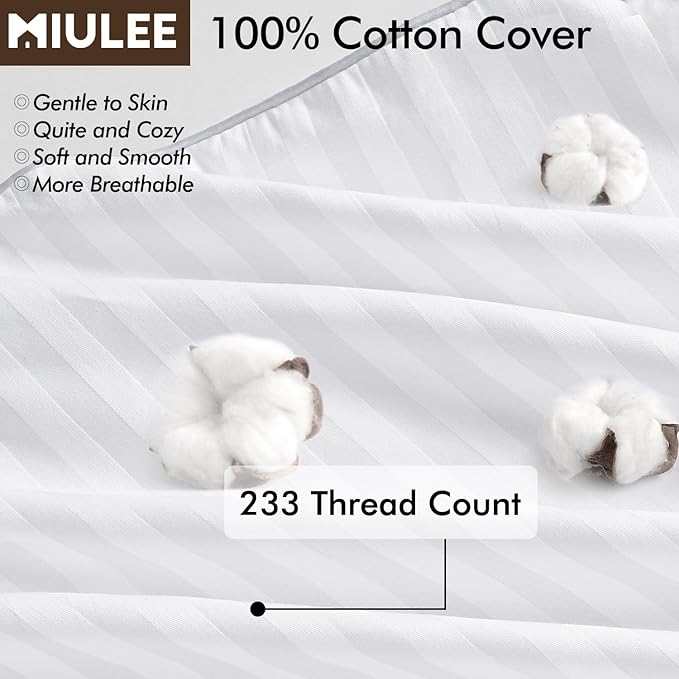MIULEE 22x22 Pillow Inserts, Firm and Fluffy Decorative Throw Pillows for Couch Sofa Bed, Down Alternative with 100% Cotton Cover Pack of 4