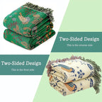 MSGKV Cotton Bed Blanket for Couch and Sofa Blankets for Living Room Bedroom Floral and Birds Throw 80"x90" Breathable Cozy Boho Blankets