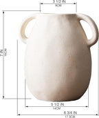 Off-White Ceramic Vase with 2 Handles, Sandstone Texture for Modern Farmhouse Decor, Rustic Pottery, Decorative Flower Vase, Clay Small Vase, Centerpiece for Dining Table - 7 Inch Tall