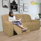 Easy-Going 8 Pieces Recliner Sofa Stretch Sofa Slipcover Sofa Cover Furniture Protector Couch Soft with Elastic Bottom Kids, Spandex Jacquard Fabric Small Checks Golden