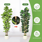 GarveeHome 7 ft Faux Fiddle Leaf Fig Tree with White Pot, Faux Trees with Artificial Plants 107 Fiddle Leaves Greenery - Lifelike Fake Tree for Home Office Store Room Decor Indoor Outdoor