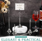 20 Pcs Table Number Holders 4/6/8/10 Inch Metal Place Card Holders with Alligator Clip Heavy Base Wedding Table Number Stand Picture Photo Clip for Banquet Party Birthday Restaurant(Silver)