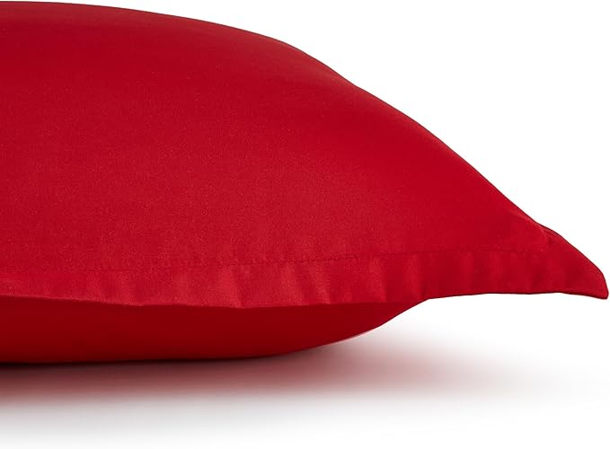 Amazon Basics 3 Piece Microfiber Kid's Comforter and Pillow Sham Set, Full/Queen, Red, Solid