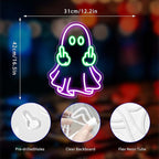 Ghost Neon Sign, Neon Signs for Wall Decor Neon Purple LED Signs Room Neon Light Up Signs Home Decor for Bedroom Club Party Bar Shop USB Operated