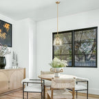 Modern Crystal Brass Pendant Light Fixture, 11" Crystals Pendant Lights Kitchen Island, Modern Island Lights for Kitchen, Farmhouse Crystal Dome Pendant Light for Hallway Dining Room Bedroom