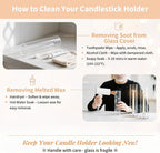 NUPTIO Taper Candle Holders Glass: Set of 10 Hurricane Candlestick Holder Bulk - Candle Stick Stand with Cylinder Sleeves for Thanksgiving Chrstmas Birthday Party Decor