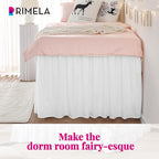 RIMELA Dorm Bed Skirt Twin XL 25 Inch Drop, Extra Long Wrap Around Elastic Bed Skirts Easy to Put On Twin Size Dust Ruffle, White Bedskirt for Adjustable Bed Base Solid Silky Fabric Machine Washable