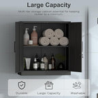 Metal Wall Cabinet,Garage Wall Cabinetwith Handle,Lockable Storage Cabinets Wall Mounted with 2 Doors,Locking Cabinet with Shelves for Basement,Living Home,Black