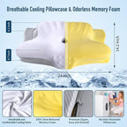 Memory Foam Pillows Cervical Neck Pillow for Neck Pain Relief, Contour Cooling Bed Pillow for Sleeping, Odorless Ergonomic Orthopedic Neck Support Pillows for Side Back Stomach Sleeper with Pillowcase